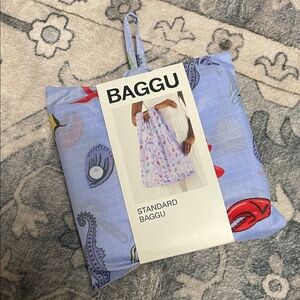 BAGGU Sea Charms Tote with Fun Print - Light Blue